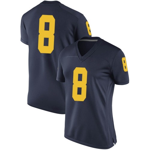 William Mohan Michigan Wolverines Women's NCAA #8 Navy Game Brand Jordan College Stitched Football Jersey ADP0754YW